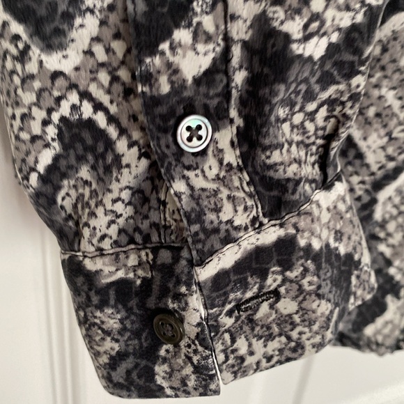 Joie silk vneck pullover blouse, long sleeves and buttons around wrist. Gorgeous - Picture 3 of 12